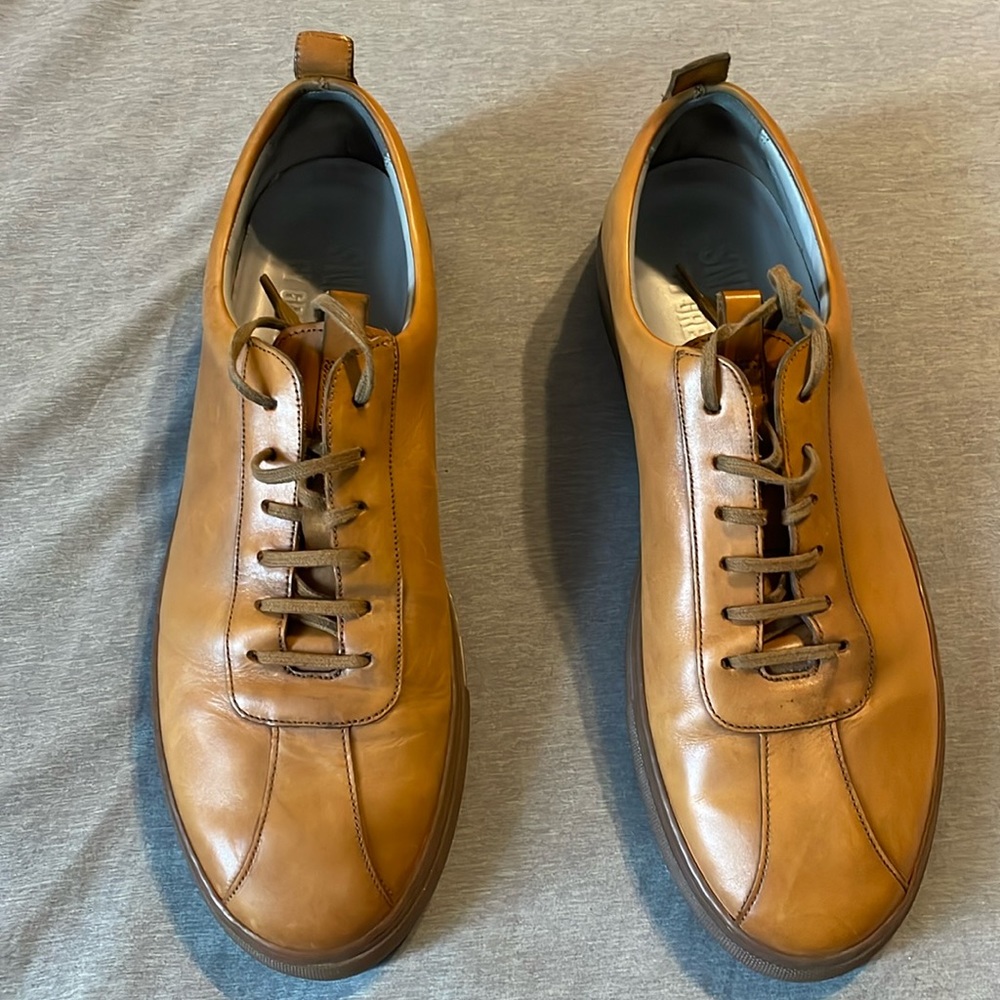 Grenson Size 13 Tan Leather Dress Sneakers. EUC